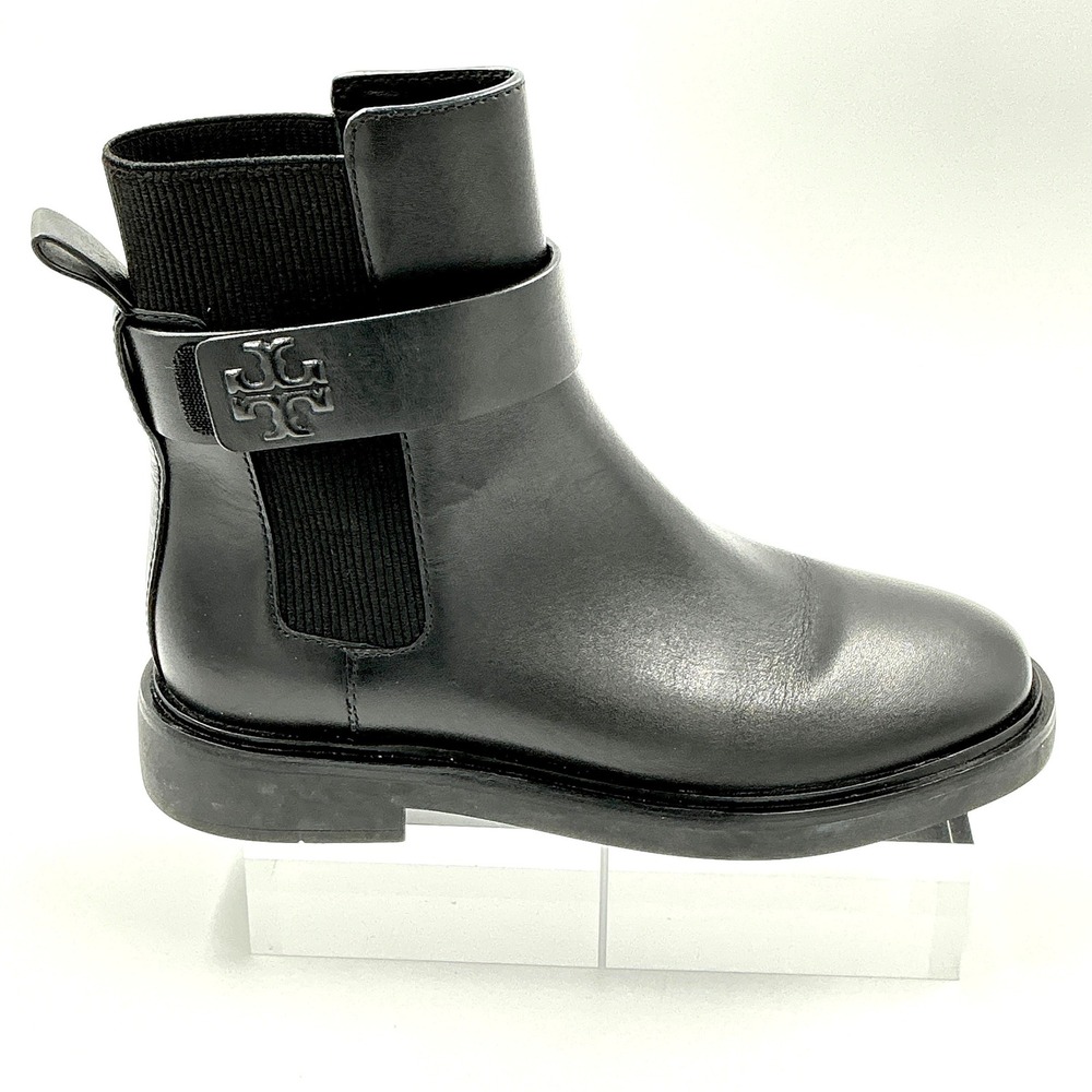Tory Burch Size 6 Double T Chelsea Boot Black Leather Lug NEW MSRP $428